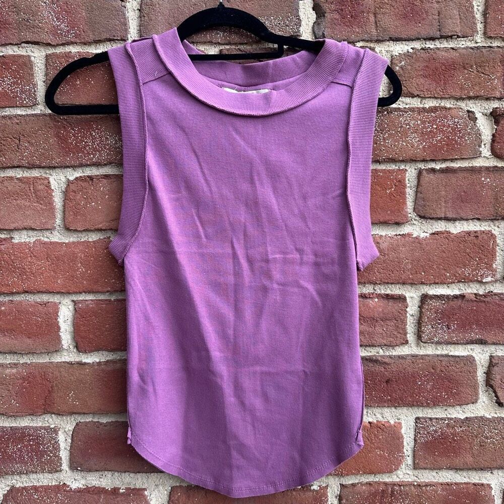 Free People X We The Free Kate Ribbed Stretch Tank Top Grape Womens S NEW - Picture 5 of 8